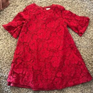 Elegant Red Lace Kids Dress